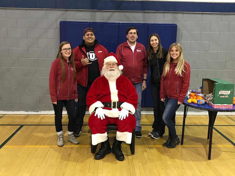 UFirst Credit Union Employees with Santa at Elementary for Warm the Soles 